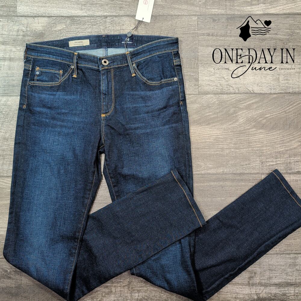 AG Adriano Goldschmied The Harper Essential Straight Jeans Dark NWT $172 Size 6